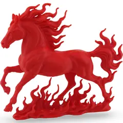 Statueta feng shui Calul de foc cu flacari detaliate ale victoriei - 10,5cm