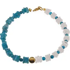 Bratara Apatit cu Cuart roz patratele 5mm, Apatit sfere 3mm si Hematit auriu