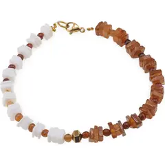 Bratara Opal alb si Granat hessonit patratele 5mm, Granat hessonit sfere 3mm si Hematit auriu