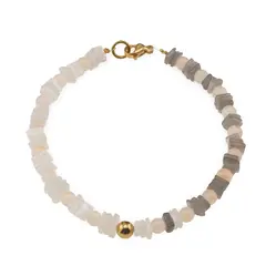 Bratara Piatra lunii mix patratele 5mm, sfere 4mm si Hematit auriu