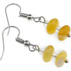 Cercei cu agatatoare Agat galben rondele 8mm si Zirconiu sfere fatetate 3mm