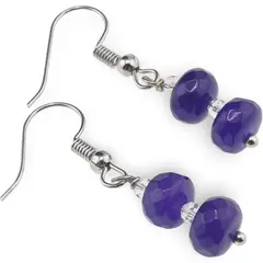 Cercei cu agatatoare Agat mov discuri fatetate 8mm si Zirconiu sfere fatetate 3mm