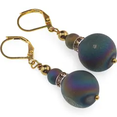 Cercei cu agatatoare Cuart Titan Aura sfere 6-15mm cu element auriu