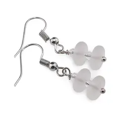 Cercei cu agatatoare Cuart transparent mat rondele 8mm si Zirconiu sfere fatetate 3mm