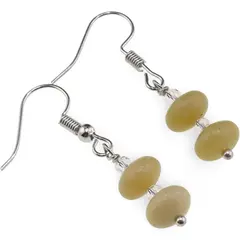 Cercei cu agatatoare Jad Olive rondele 8mm si Zirconiu sfere fatetate 3mm