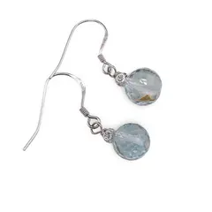 Cercei cu agatatoare Topaz sfere extrafatetate cu Argint 925, 8mm