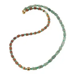 Colier Granat Hessonit si Aventurin rondele 5mm, Aventurin sfere 3mm si Hematit auriu