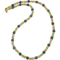 Colier Peridot rondele 4mm si Ametist sfere 6mm