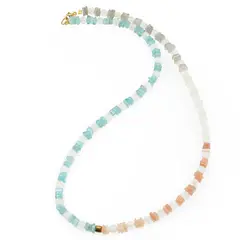 Colier Piatra lunii mix si Apatit patratele 5mm, Cristal de stanca sfere 4mm si Hematit auriu