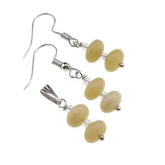 Set cercei si pandantiv Jad Olive rondele 8mm si Zirconiu sfere fatetate 3mm