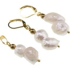 Set cercei si pandantiv Perle de cultura neuniforme, 12-18mm