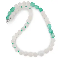 Colier Cuart alb, Onix verde, Cristal de stanca si Selenit