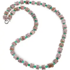 Colier Rodocrozit discuri 6-7mm si Onix verde sfere 3-4mm