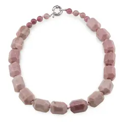 Colier Rodonit roz nuggets fatetat, 20mm