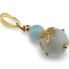 Pandantiv Amazonit sfere si flori aurii, 6-10mm