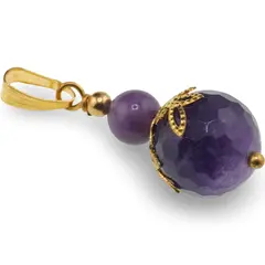 Pandantiv Ametist sfere si flori aurii, 6-12mm