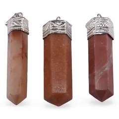 Pandantiv cu varf si montura argintie Calcit orange