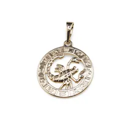 Pandantiv din cupru placat cu aur galben 18k, model rotund cu zodia Scorpion