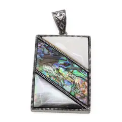 Pandantiv dreptunghiular Sidef alb, Sidef gri si Scoica Abalone