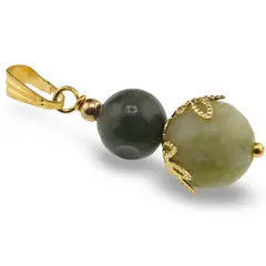 Pandantiv Jad nefrit sfere si flori aurii, 8-10mm