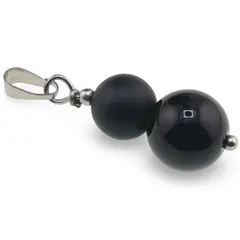 Pandantiv Onix negru mat si Obsidian negru sfere, 8-10mm