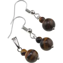 Set cercei si pandantiv Ochi de tigru sfere, 4-8mm