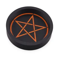 Bol ritualic cu simbolul Pentagramei pentru cristale, talismane sau obiecte ritualice, negru - 12cm