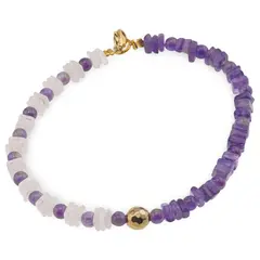 Bratara Ametist si cuart roz patratele 4-5mm, Ametist sfere 4mm si Hematit fatetat 6mm