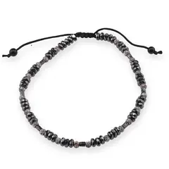 Bratara cu nod reglabil Hematit discuri fatetate 4mm si bumbi de Argint 925