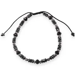 Bratara cu nod reglabil Hematit discuri fatetate 4mm, Turmalina discuri fatetate 5mm si bumbi de Argint 925