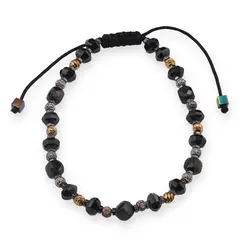 Bratara cu nod reglabil Turmalina discuri fatetate 5mm, cuburi fatetate 4mm si bumbi gravati cu rodiu