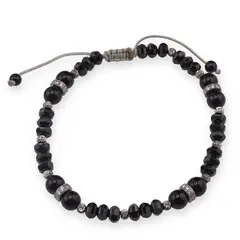 Bratara cu nod reglabil Turmalina discuri fatetate 5mm, sfere 6mm si bumbi de Argint 925