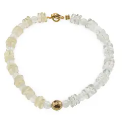 Bratara Cuart lemon si Acvamarin discuri 6mm, Acvamarin sfere 4mm si Hematit auriu fatetat 6mm