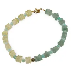 Bratara Cuart lemon si Aventurin patratele 5mm, Aventurin sfere 4mm si Hematit auriu sfera fatetata 4mm