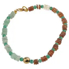 Bratara Granat Hessonit, Citrin si Aventurin discuri 4-6mm, Aventurin dark sfere 4mm si Hematit auriu fatetat 6mm