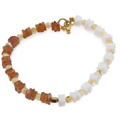 Bratara Opal alb si Granat Hessonit patratele 4-5mm, Citrin sfere 4mm si Hematit hexagonal 4mm