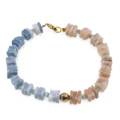 Bratara Opal albastru si Rodocrozit patratele 6mm, Apatit sfere 3mm si Hematit auriu