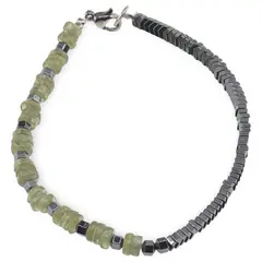 Bratara Peridot discuri 4-5mm si Hematit negru 3mm