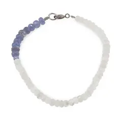 Bratara Piatra Lunii alba si Tanzanit discuri fatetate, 4-5mm