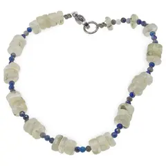 Bratara Prehnit discuri 5-6mm si Lapis Lazuli sfere fatetate 2mm