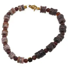 Bratara Rodocrozit si Rodonit discuri 6-7mm, Granat Hessonit sfere 4mm si Hematit hexagonal 4mm