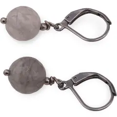 Cercei cu agatatoare Cuart gri sfera fatetata 10mm