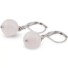 Cercei cu agatatoare Cuart roz sfera fatetata 10mm