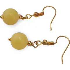 Cercei cu agatatoare Jad galben sfera 10mm