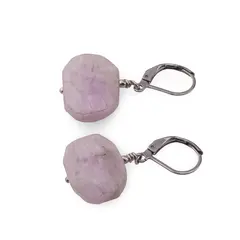 Cercei cu agatatoare Kunzit fatetat 18mm