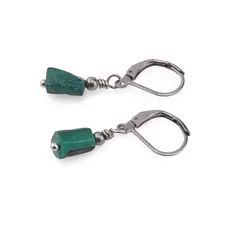 Cercei cu agatatoare Malachit fatetat 8-9mm