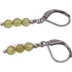 Cercei cu agatatoare Peridot sfere fatetate 4mm
