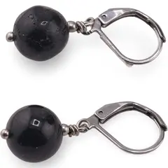 Cercei cu agatatoare Turmalina neagra 10mm