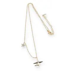 Colier cupru placat cu aur galben 18k, cu charm stelute