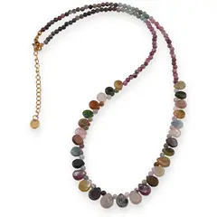 Colier Turmalina multicolora sfere 3mm si briolete 7mm